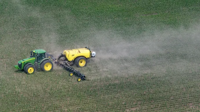 a tractor in a field